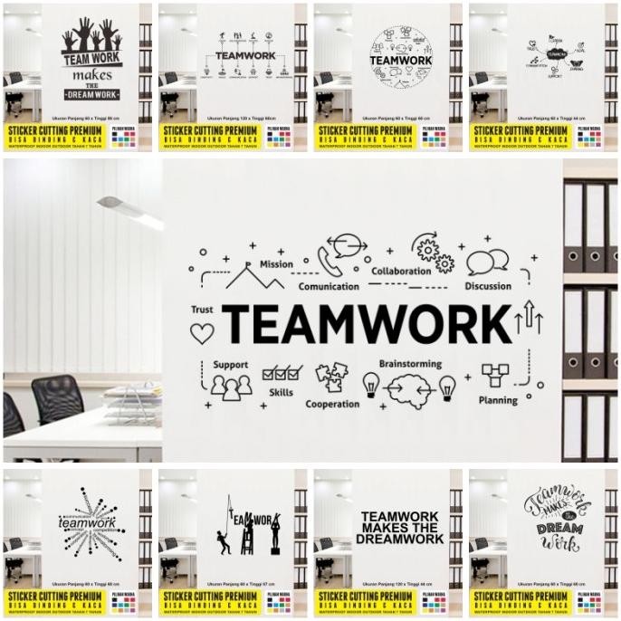 SALE STIKER DINDING MOTIVASI KANTOR CUTTING STICKER KACA RUANG KERJA QUOTES KATA KATA TEAMWORK