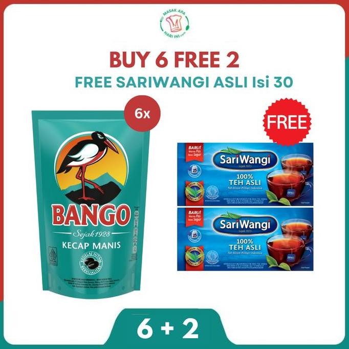 

Terbaru [BUY 2 FREE 2x Sariwangi Is 30] Bango Kecap Manis Kemasan Pouch Refill 520Ml Isi 6