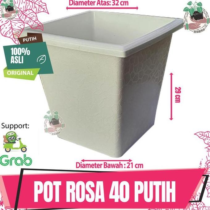 Pot Bunga Kotak Putih Besar 40 Rosa Pot Taman Tanaman Hias Buah Kuat