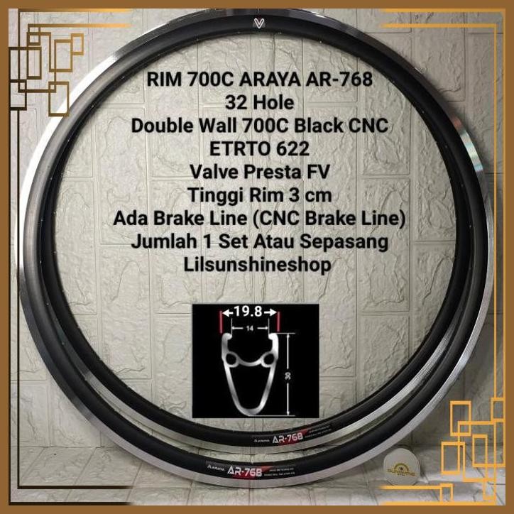 [LSS] VELG RIM 700C 32H ARAYA AR768 RIMS 700 DOUBLE WALL 3CM FIXIE ROADBIKE