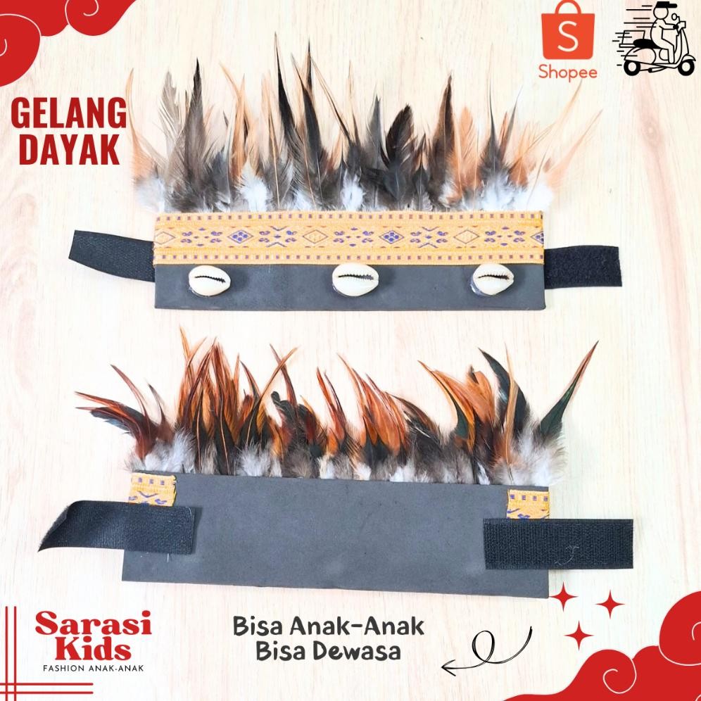 Aksesoris bulu dayak  gelang bulu dayak tangan dan kaki bulu adat dayak bulu ayam tangan dan kaki ad