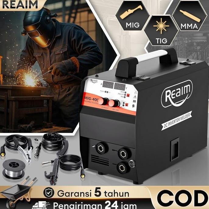 Reaim Mesin Las Inverter 3-In-1 Mig-400 Mesin Las Listrik Trafo Las Welding Inverter Las Tanpa Gas T