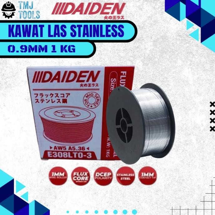 Kawat Las Stainless Steel Daiden Mig Flux Core Diameter 0.9Mm 1Kg Flux New Stok