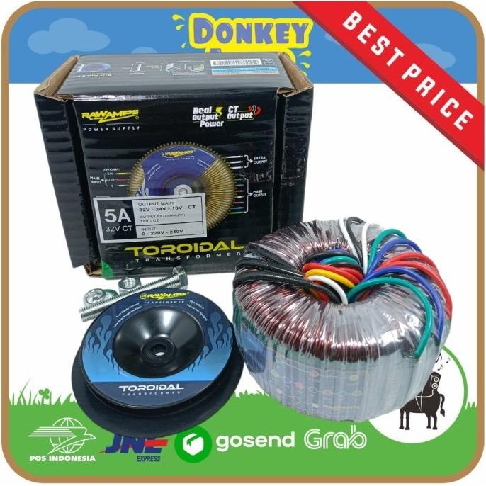 Trafo Travo Toroid 5A 18-24V Ct Travo Donat Rawamps Original New Stok