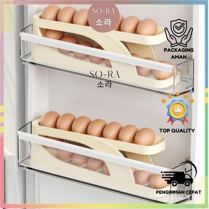 

Terlaris Sora Tempat Penyimpanan Telur Storage Rak Telor Bergulir Otomatis Box Telur
