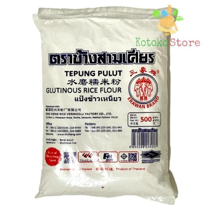 

Terlaris Tepung Ketan / Tepung Pulut Erawan Thailand / Tepung Beras Ketan 500Gr
