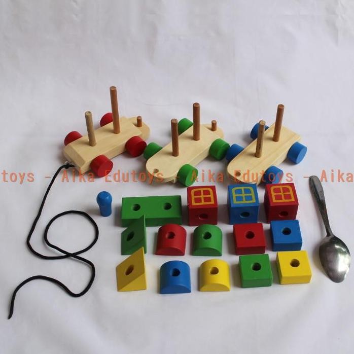 %$# MAINAN EDUKASI Kereta Api Pelangi Kayu Edukatif Anak Perempuan Laki laki 2 3 4 5 6 7 Tahun Kado 