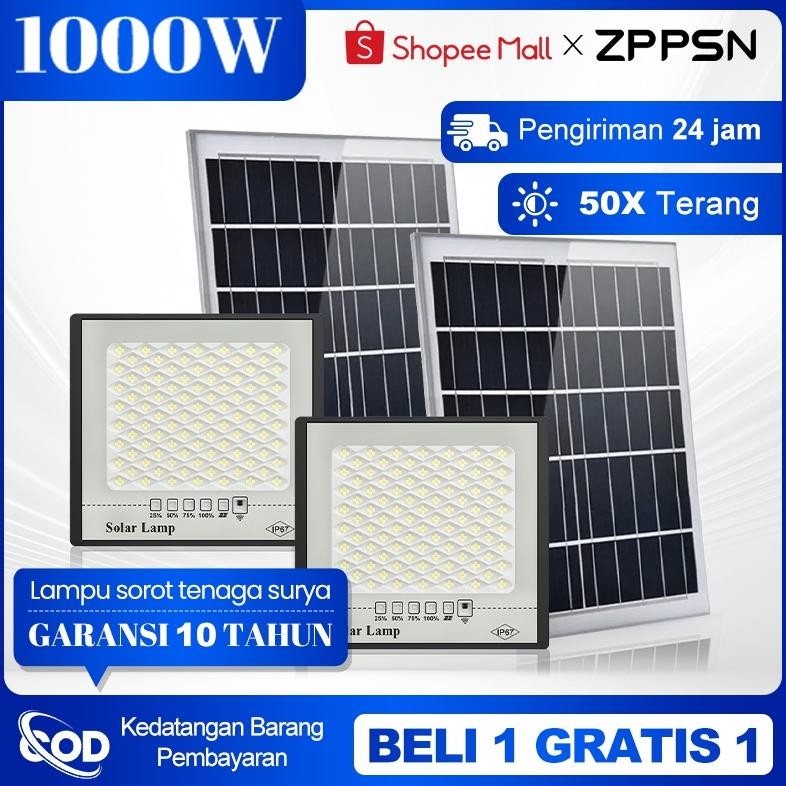 WAGI ZPPSN1000W Lampu Tenaga Surya Light IP67 Waterproof Lampu Sorot Solar Outdoor pencahayaan
