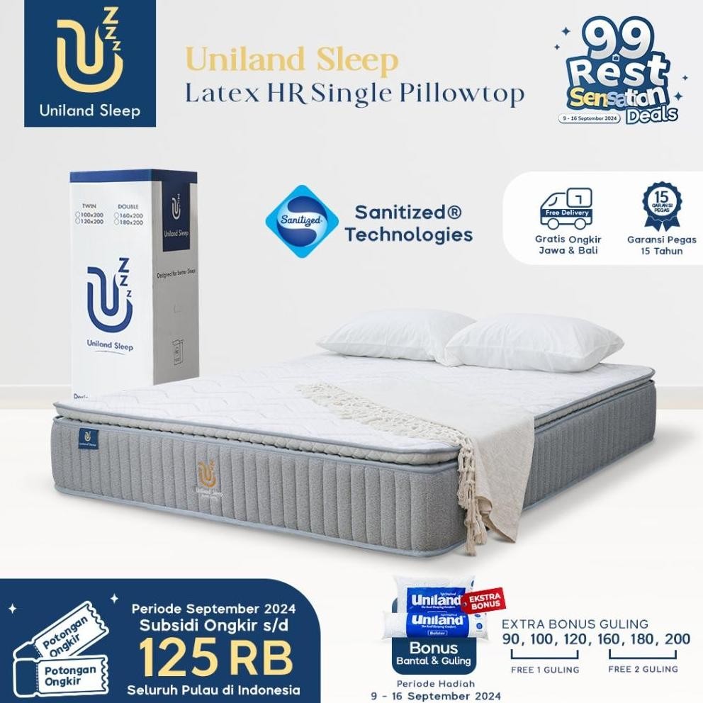 Uniland Sleep Kasur Pocket Spring Latex HR Single Pillowtop 30cm
