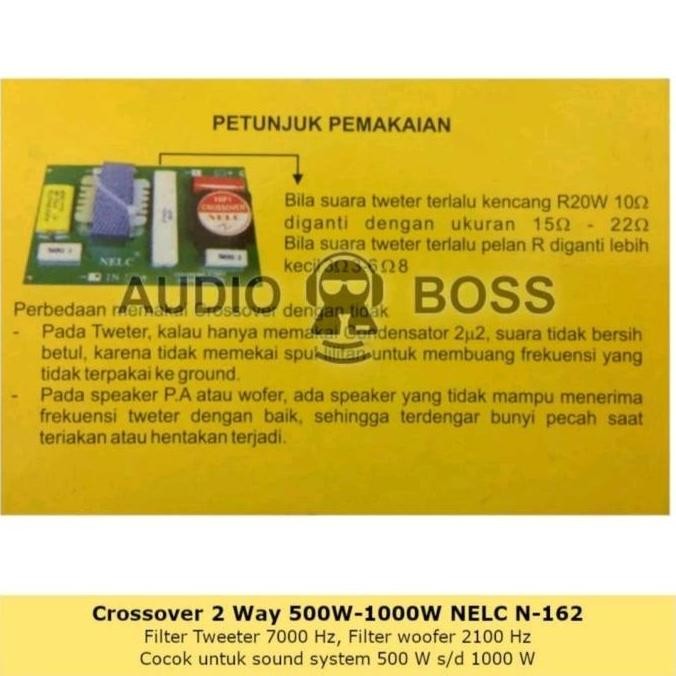 New Crossover Pasif 2 Way 500 - 1000 watt Nelc N 162 Krosofer Low High