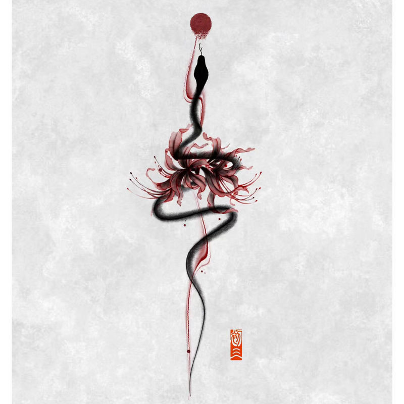 Stiker Tato Sementara Laba-laba Lily Unisex Tahan Air yang Tahan Lama