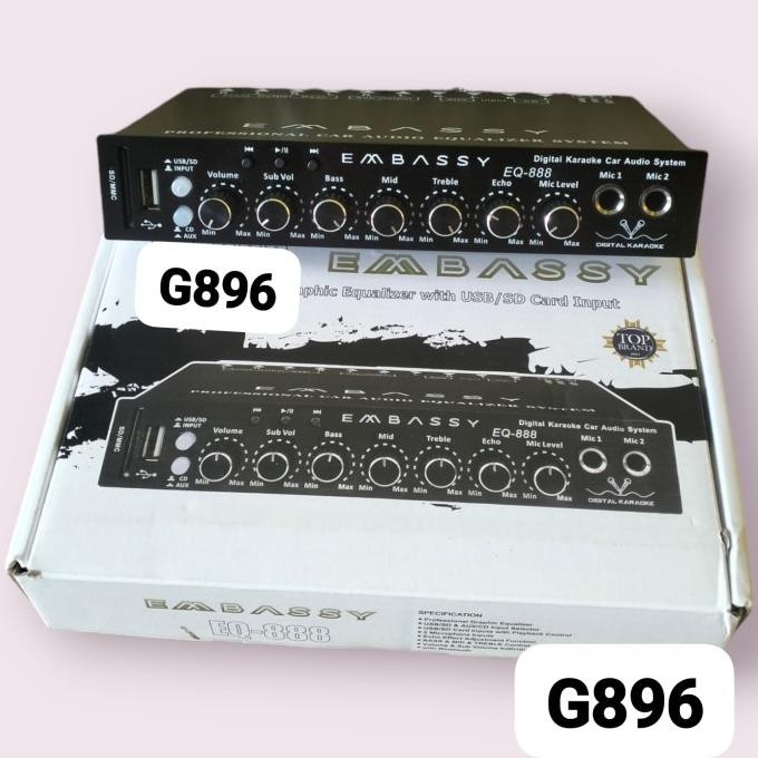 New G896 ORIGINAL AMPLIFER MINI MENAMBAH ALAT KARAOKE CAR AUDIO PARAMETRIK  BLUETOOTH EMBASSY GRAFHI