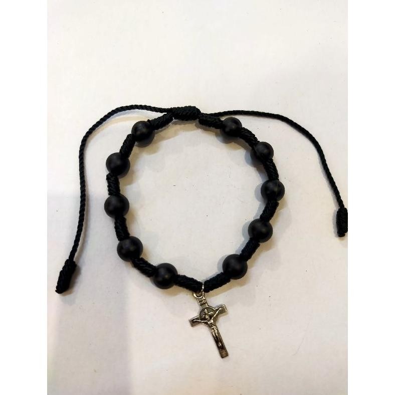 Azq-16 Fgh-56 Rosario Gelang Tali Kayu 8Mm (8407) - Rosario Gelang - Gelang Salib - Gelang Rosario -