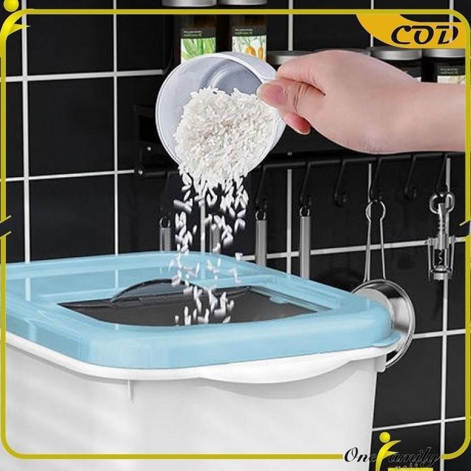 

Terlaris One-C719 Tempat Beras Kotak Penyimpanan Makanan Rice Box Storage Bisa Didorong Dengan Roda / Wadah Serbaguna Box Beras Tepung Free Cangkir