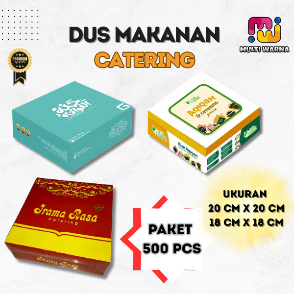 

(paket 500 pcs) Dus Box Nasi Catering / Kotak Nasi Catering ukuran 20 x 20 cm dan 18 x 18 cm Custom
