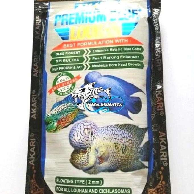 Terlaris Pelet Ikan Akari Premium Blue Louhan 100Gr 2Mm Pelet Ikan Louhan