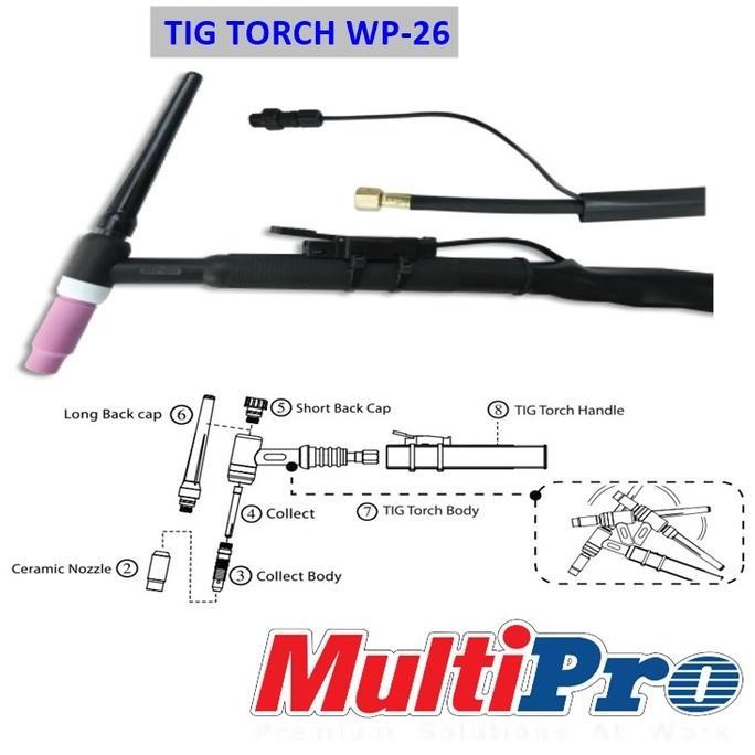 Multipro Tig Torch Wp-26 Panjang 4 Meter New Stok