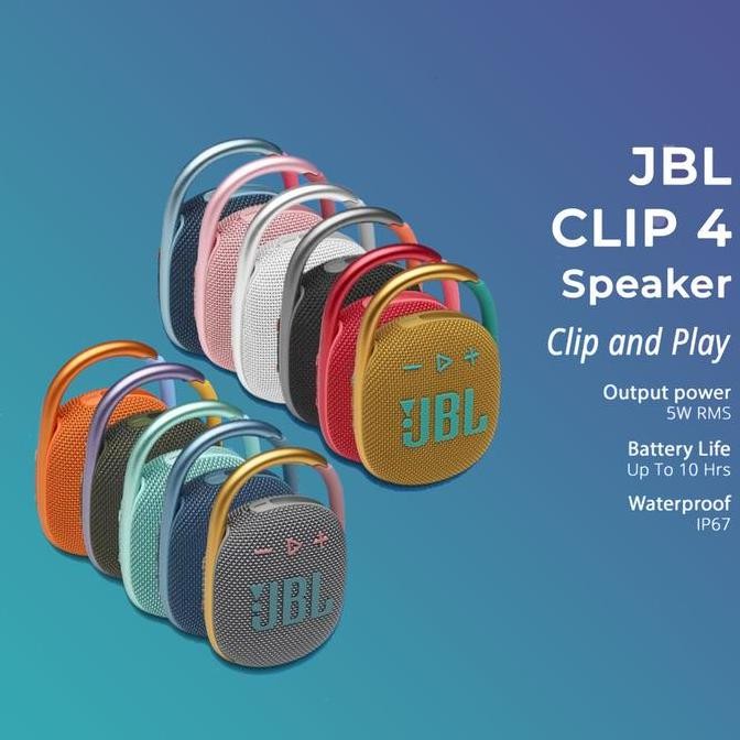 Asli JBL Clip 4 Portable Speaker with Bluetooth Built-in Battery Waterproof