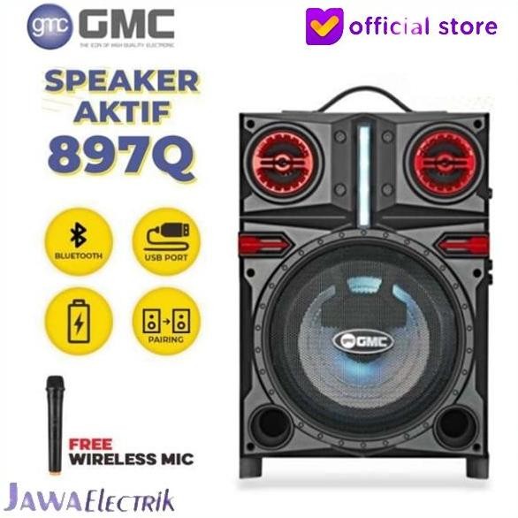 Asli Speaker Bluetooth X-Bass 8'5 Inch GMC 897Q Plus Mic Karaoke Wireless