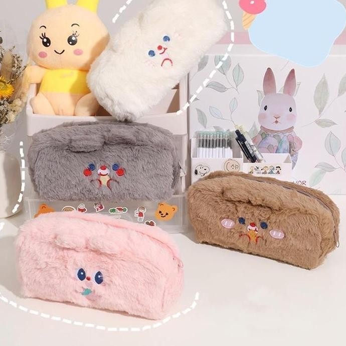 

baru !!! Tas pena bulu lembut lucu/alat tulis anak perempuan/tas kosmetik kecil/tas pensil bordir kartun Stationery