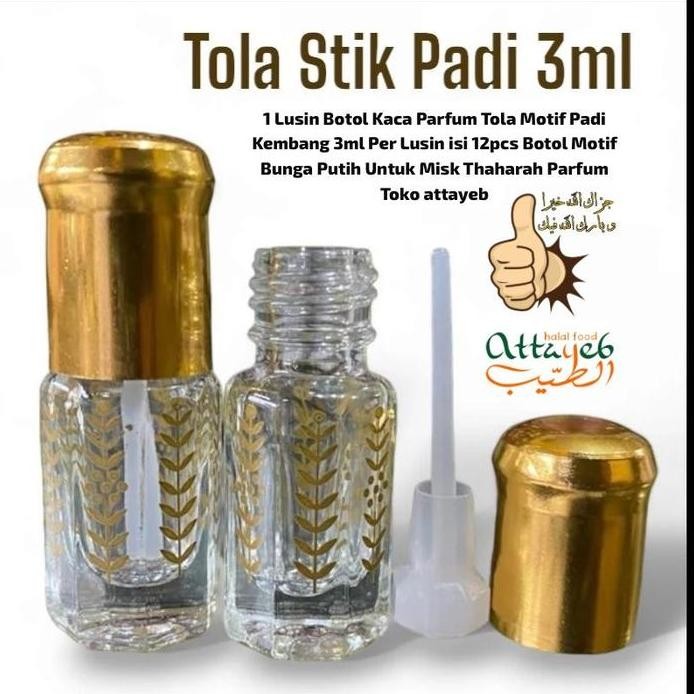 

Terlaris 1 Lusin Botol Kaca Parfum Tola Motif Padi Kembang 3Ml Per Lusin Isi 12Pcs Botol Motif Bunga Putih Untuk Misk Thaharah Parfum