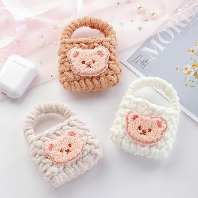 Universal Earphone Case kartun rajut Bluetooth earphone wireless headset earbud headphone case denga