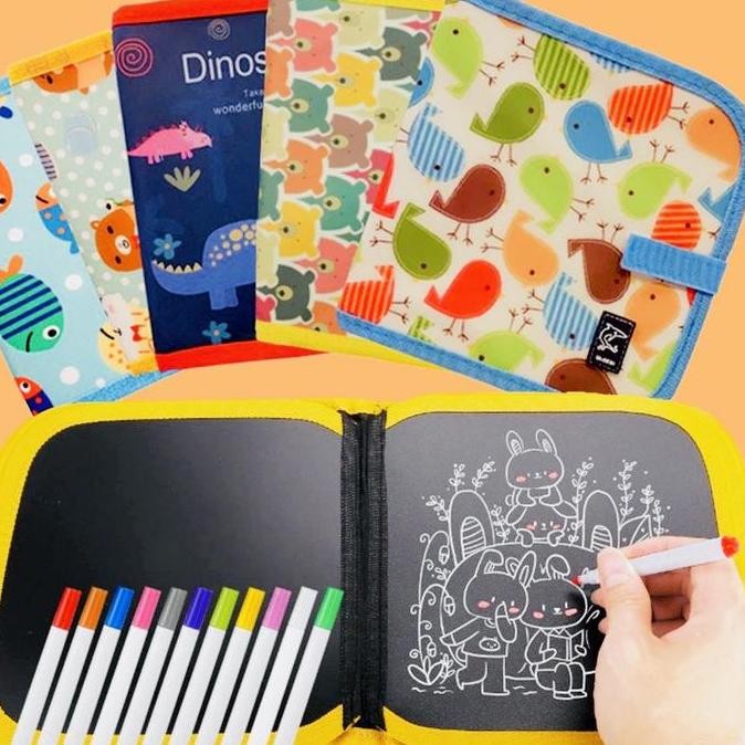 

baru !!! Mainan Edukasi Anak Magic Drawing Book Portable - Buku Gambar anak Portable bisa dihapus Free 12 Spidol