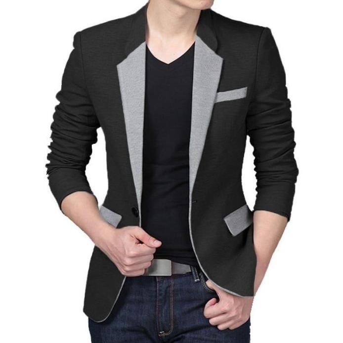 Jas pria Jas blazer Jas nikah jas wisuda - Hitam silver, XS murah