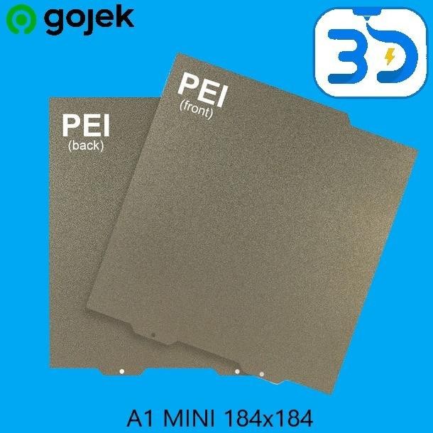 BEBAS ONGKIR - Double Side PEI Bed for BambuLabs A1 Mini 184*184mm Spring Steel Sheet