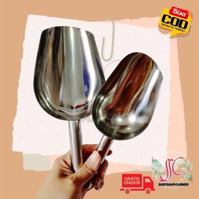 

Terlaris Sendok Serok Es Batu Tepung Beras Stainless Steel Ice Cube Scoop
