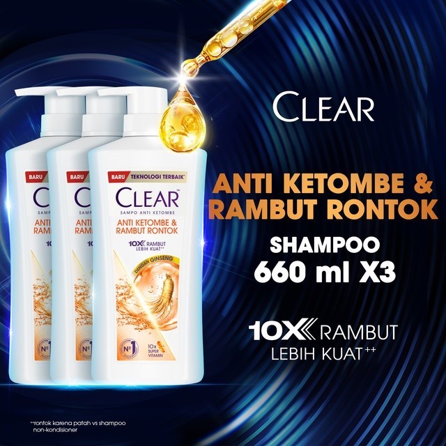CLEAR Shampoo Anti Ketombe & Rambut Rontok - 660mL Triplepack