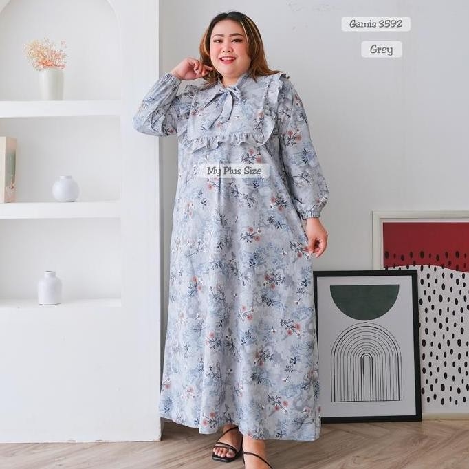 Gamis Bunga Wanita Jumbo 3592, Ld 130 & 145 cm