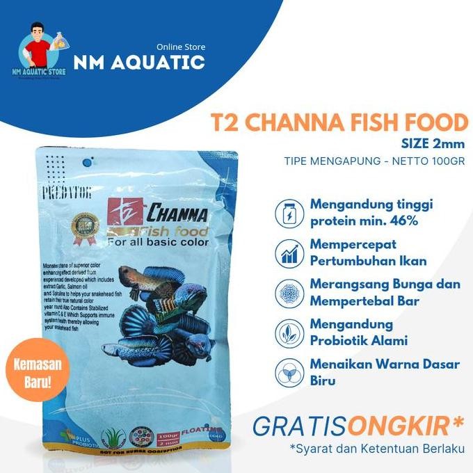 Terlaris T2 Channa Blue 100Gr Premium Channa Fish Food Pakan Pelet Ikan Channa