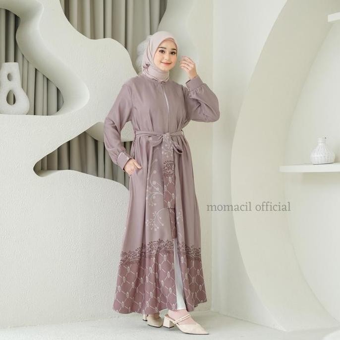 SABRINA GAMIS RAYA DRESS MUSLIM MAXMARA LUX PRINT PREMIUM Wanita Syari Lebaran Mewah