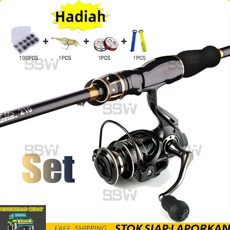 joran pancing 1.65m-2.7m 2 bagian pancing reel 2000 3000  5000  7000 joran spining reel pancing/Karb