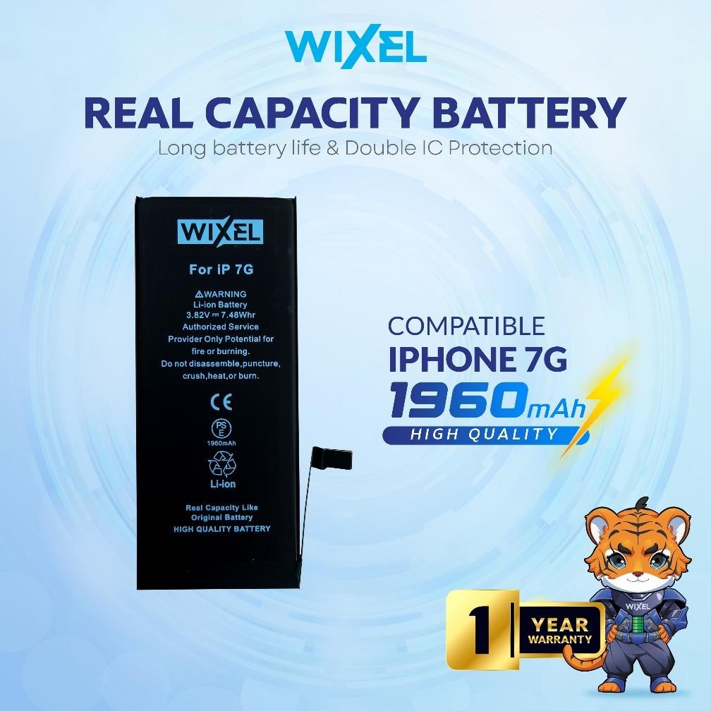 NAMPOL WIXEL Baterai Iphone 7 7G Batre Batrai Battery Dual Double Power Original HP Handphone Apple 