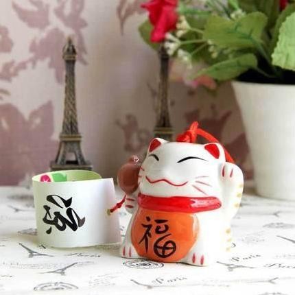 MANEKI NEKI KERAMIK GANTUNGAN HOKI LUCKY CAT CHARM KADO Termurah