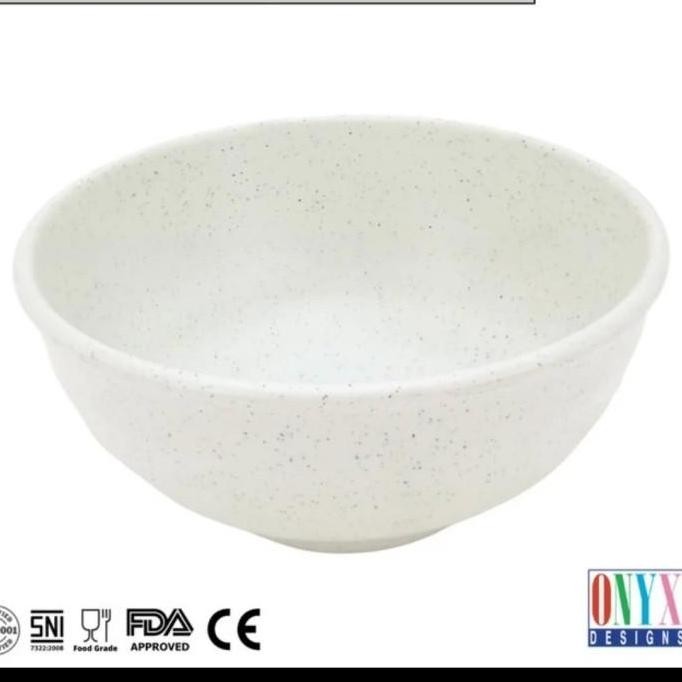:<:<:<:<] Mangkok Makan Melamin Putih Motif Tembikar Premium Onyx Bowl Saji