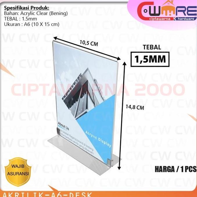 

,,,,,,,] Akrilik A6 Acrylic Papan Iklan Menu Kasir Usaha Kantor - Bening