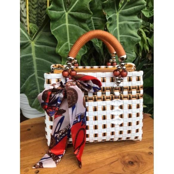 Tas Anyaman Plastik Tas Anyaman Resleting Furing Handle Mutiara Talikur S Patty