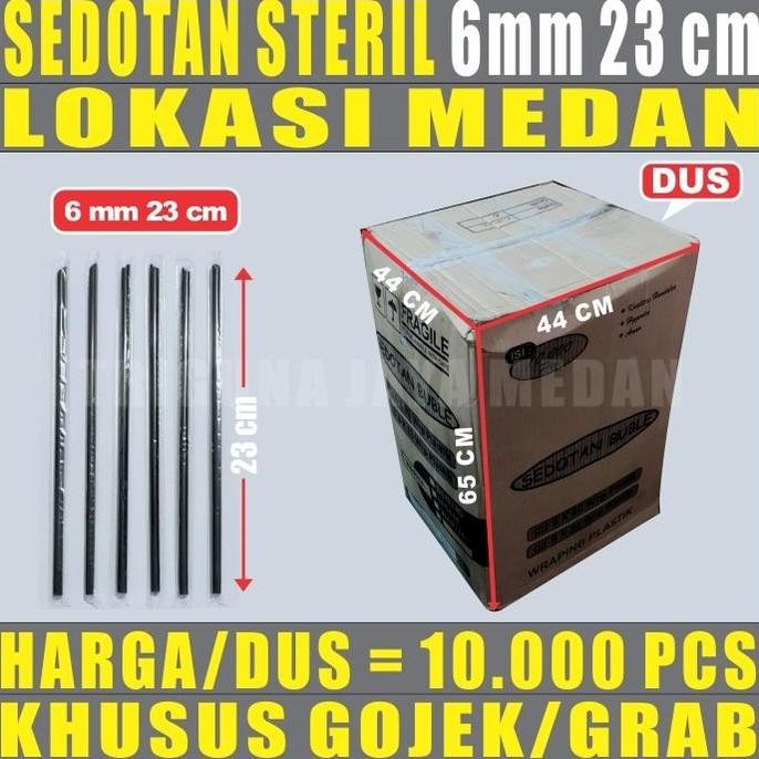 Sedotan hitam steril plastik per Dus lancip runcing 6mm higienis Medan