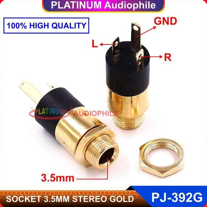 SOCKET MINI STEREO GOLD 3.5MM SOKET JACK HEADPHONE AUX FEMALE PJ-392G