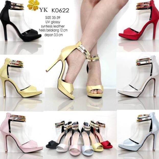 YKshoes 0622 strappy heels 12cm tinggi shoes import sepatu wanita ladiess kuning pink merah bartier