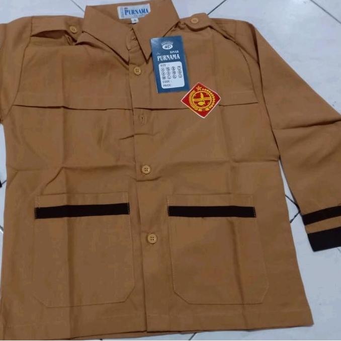 Seragam Sekolah Pramuka Siaga Panjang Dan Pendek Baju Pria Coklat New Stok