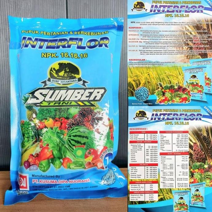 

Terlaris Pupuk Npk 16 16 16 Interflor Kemasan Pabrik 1Kg Not Mutiara