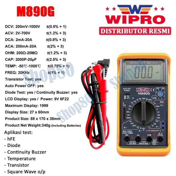 WIPRO MULTITESTER DIGITAL AVOMETER MULTIMETER MULTI TESTER M 890G