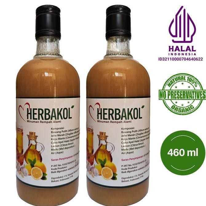 

HERBAKOL (Paket 2 Botol) Jus Bawang Putih Lemon Jahe Merah Cuka Apel Madu Kayu Manis Juice