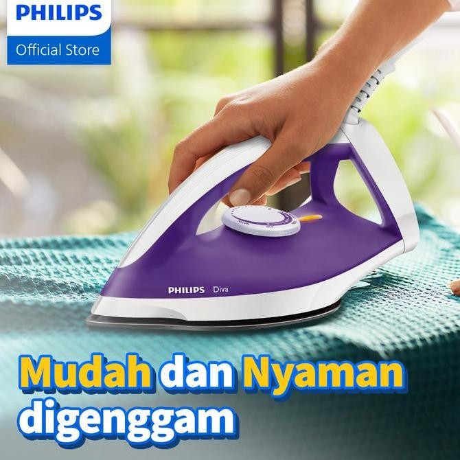 Baru Philips Setrika Kering Diva Gc122/37 - Ungu, Tapak Non-Stick, Gosokan, Seterika, Seterika Phili