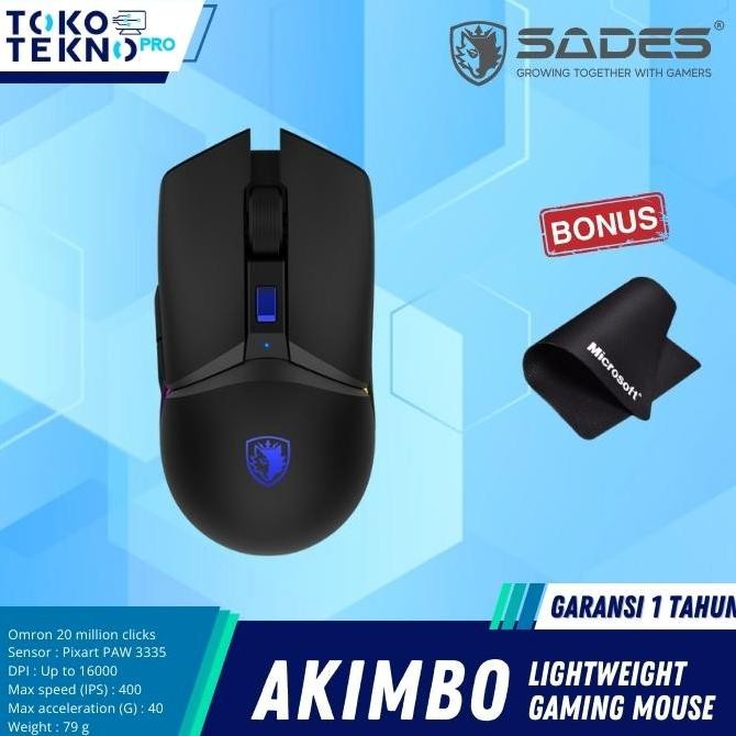 Baru Sades Akimbo Wireless Gaming Mouse Rgb Dual Mode