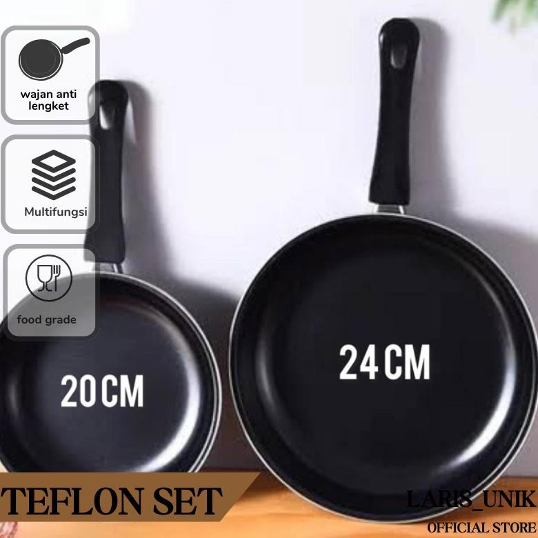 Wajan teflon 2in1 18cm & 23cm Wajan Set isi 2pcs Warna Hitam teflon serbaguna wajan pengggorengan Pa